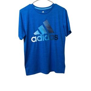 Adidas Boys Youth Aeroeady Blue Athletic Short Sleeve Size Large 14/16